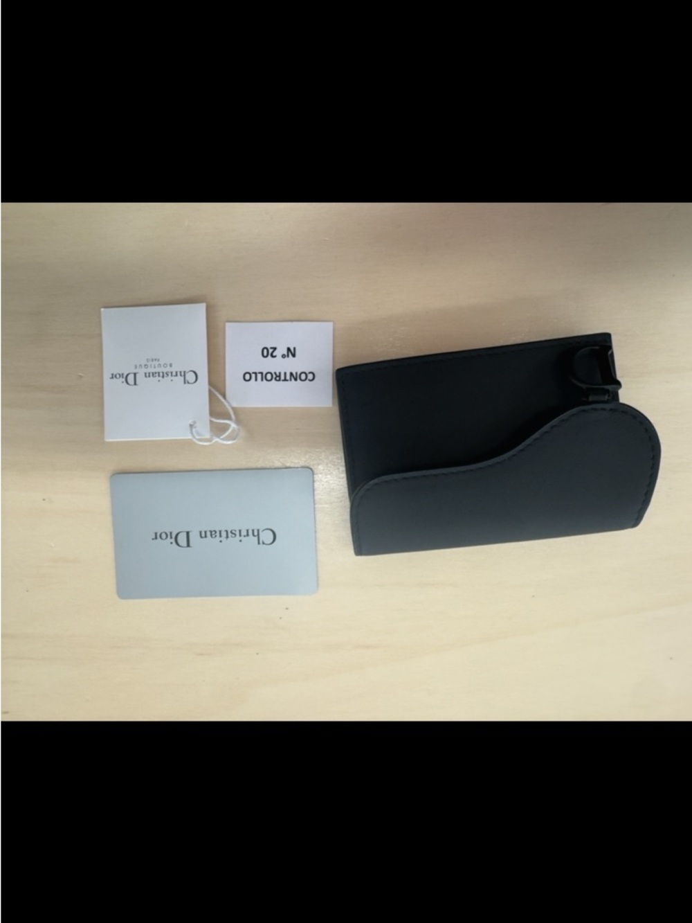 Dior Black Leather Card Holder with D Charm - Picture 3 of 7